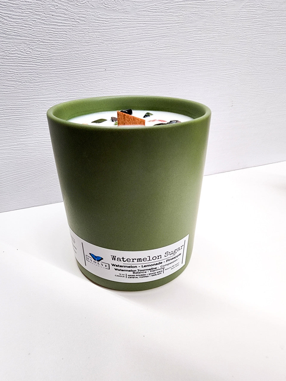 Evolve Botanica Farmers Market Collection - Watermelon Sugar (Wood Wick Gemstone Soy Candle)