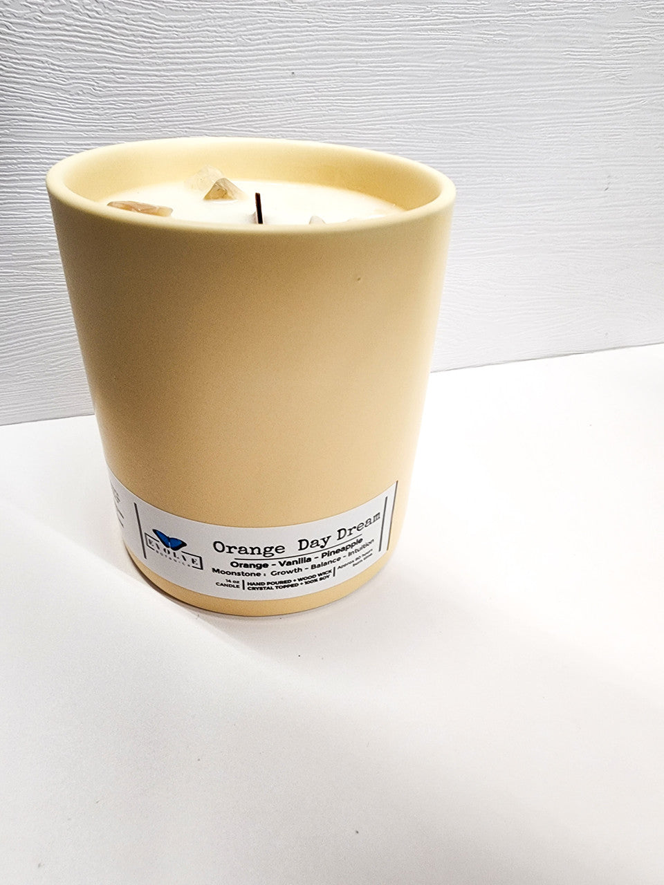 Evolve Botanica Farmers Market Candle - Orange Day Dream (Wood Wick Gemstone Soy Candle)