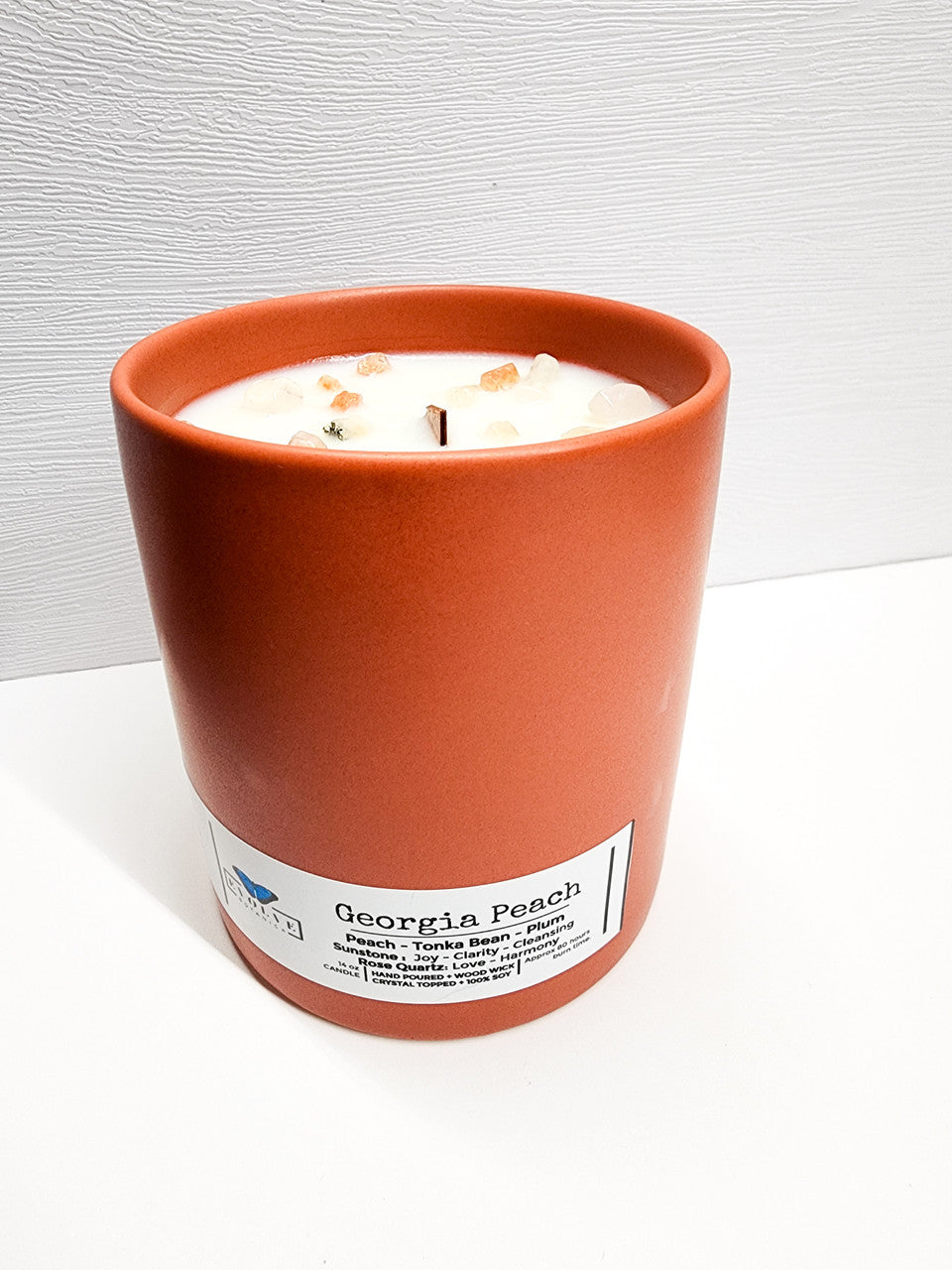 Evolve Botanica Farmers Market Candle - Georgia Peach (Wood Wick Gemstone Soy Candle)