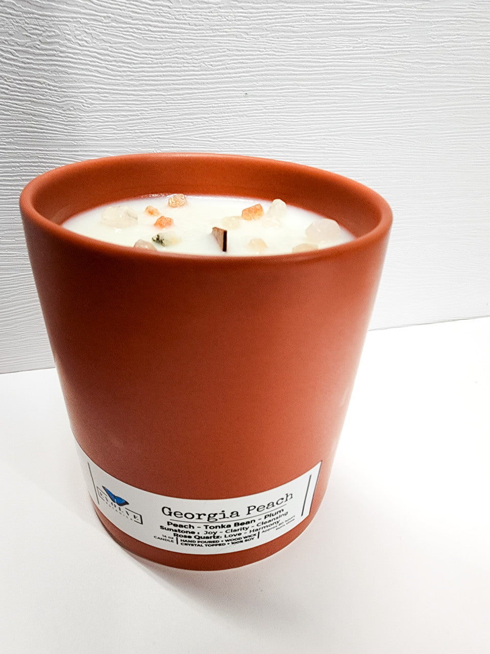 Evolve Botanica Farmers Market Candle - Georgia Peach (Wood Wick Gemstone Soy Candle)