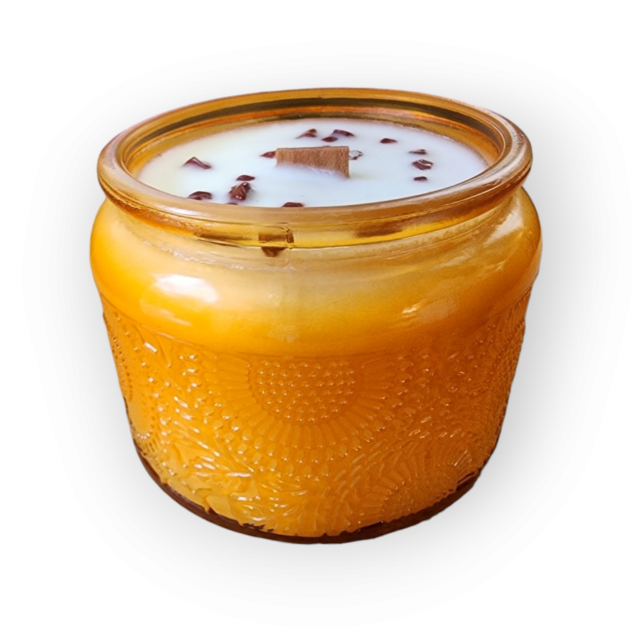 Coffee, Books, & Quiet - Wood Wick Soy Candle (Jasper) - Embossed Glass