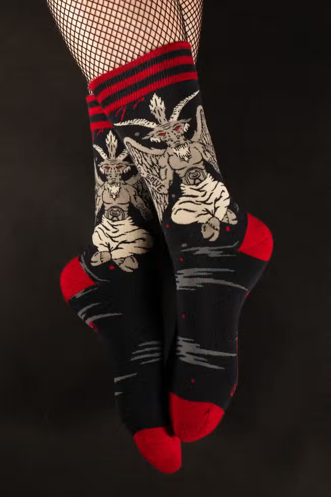 Evolve Botanica Evil AF Baphomet Crew Socks