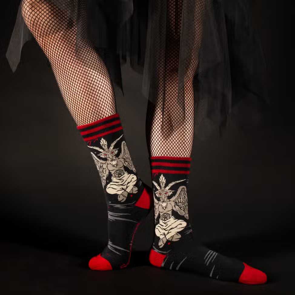 Evolve Botanica Evil AF Baphomet Crew Socks
