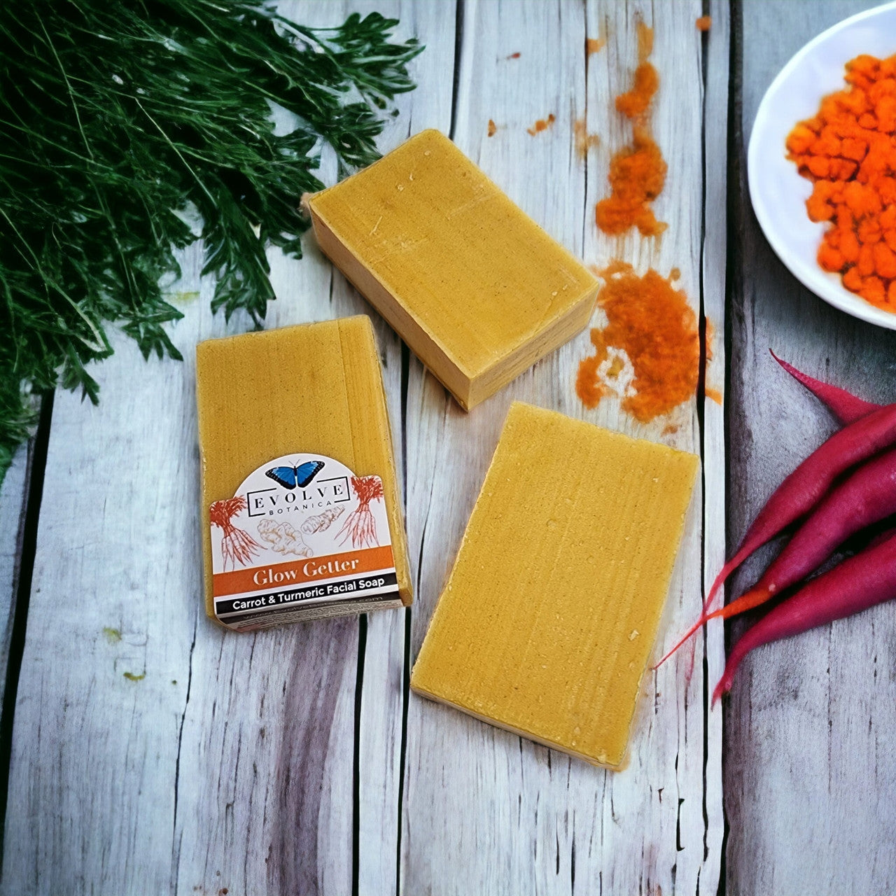 Evolve Botanica Standard Soap - Glow Getter (Carrot, Turmeric & Honey Facial Soap)