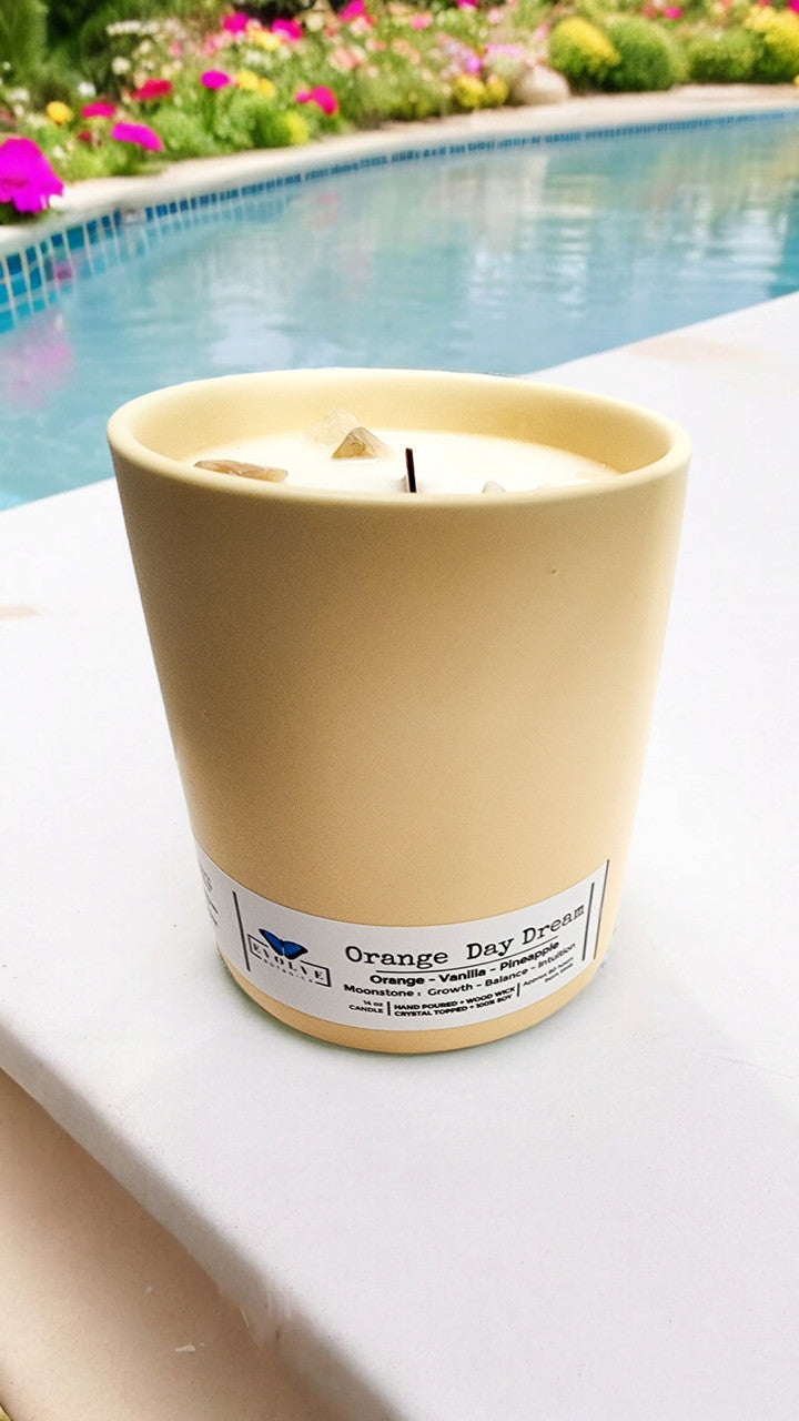 Evolve Botanica Farmers Market Candle - Orange Day Dream (Wood Wick Gemstone Soy Candle)