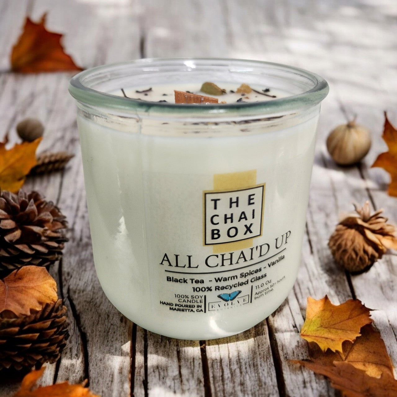 Evolve Botanica Rocks Candle - Chai (Wood Wick Gemstone Soy Candle)