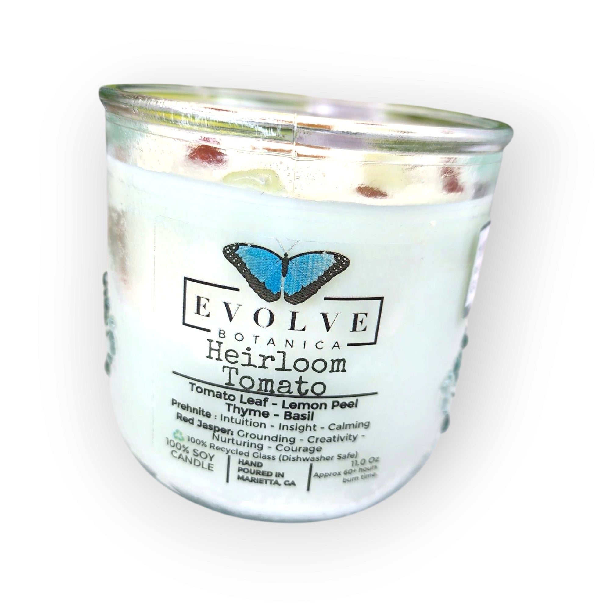 Rocks Candle - Heirloom Tomato (Wood Wick, Prehnite & Red Jasper, Soy Candle)