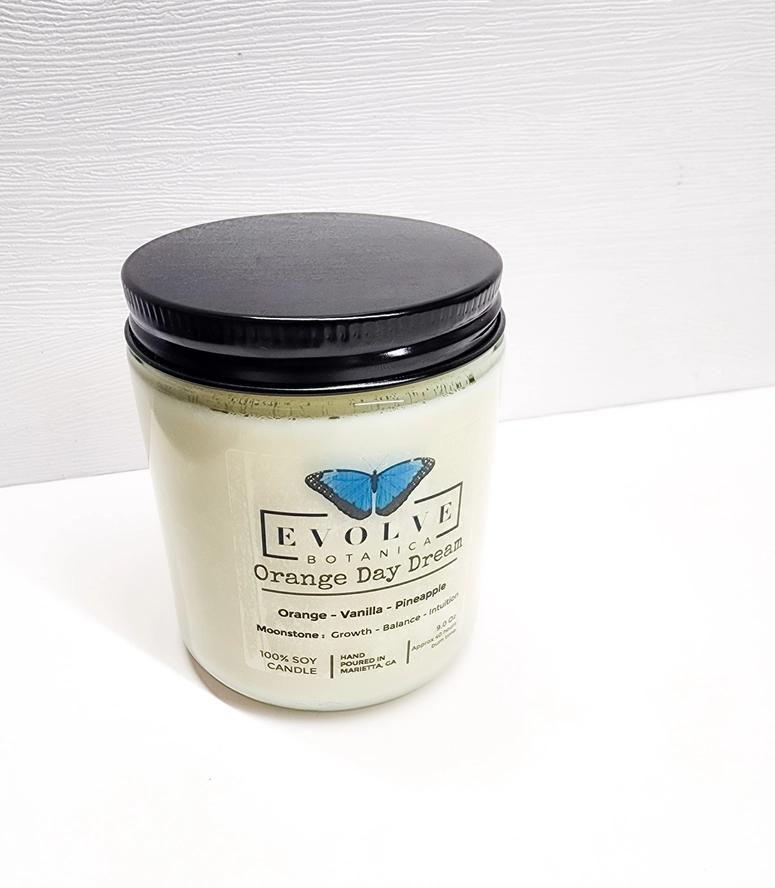 Evolve Botanica Classic 9oz Jam Jar Crystal Soy Candle - Orange Day Dream