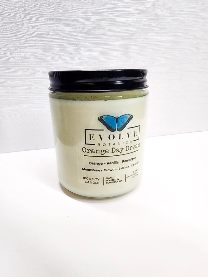 Evolve Botanica Classic 9oz Jam Jar Crystal Soy Candle - Orange Day Dream