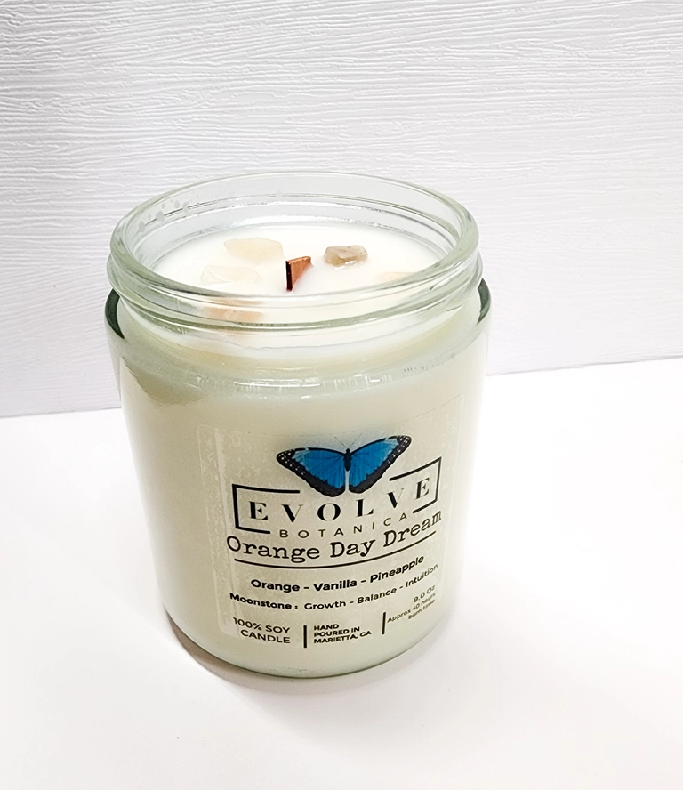 Evolve Botanica Classic 9oz Jam Jar Crystal Soy Candle - Orange Day Dream