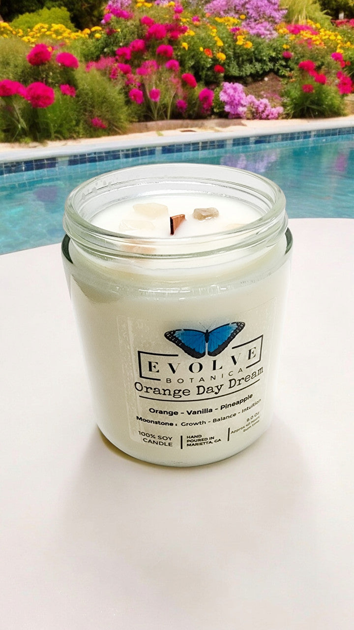 Evolve Botanica Classic 9oz Jam Jar Crystal Soy Candle - Orange Day Dream