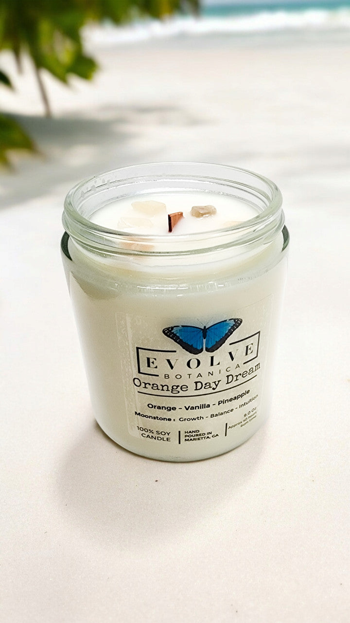 Evolve Botanica Classic 9oz Jam Jar Crystal Soy Candle - Orange Day Dream