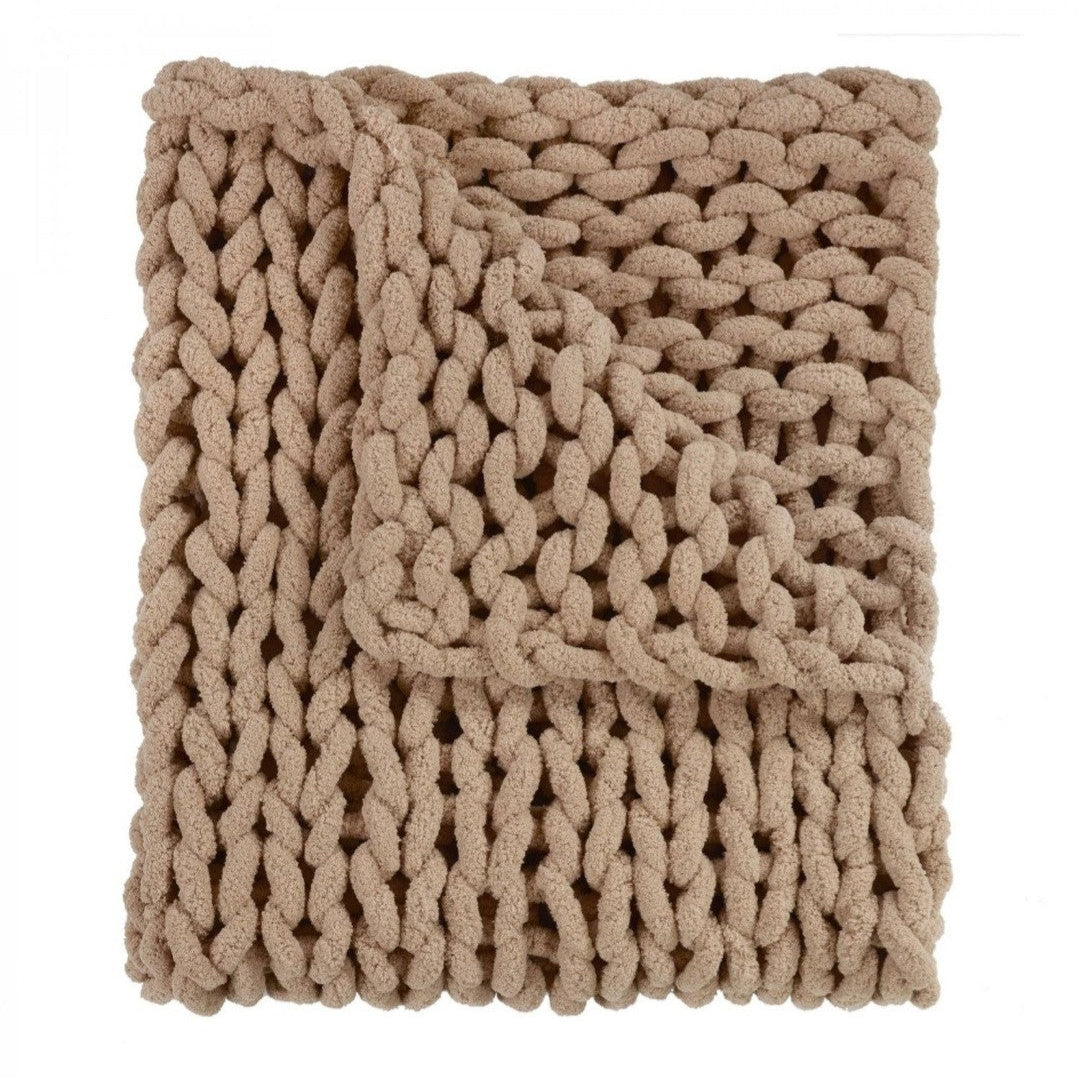 Evolve Botanica Chenille Chunky Knit Throw Blanket - Mushroom