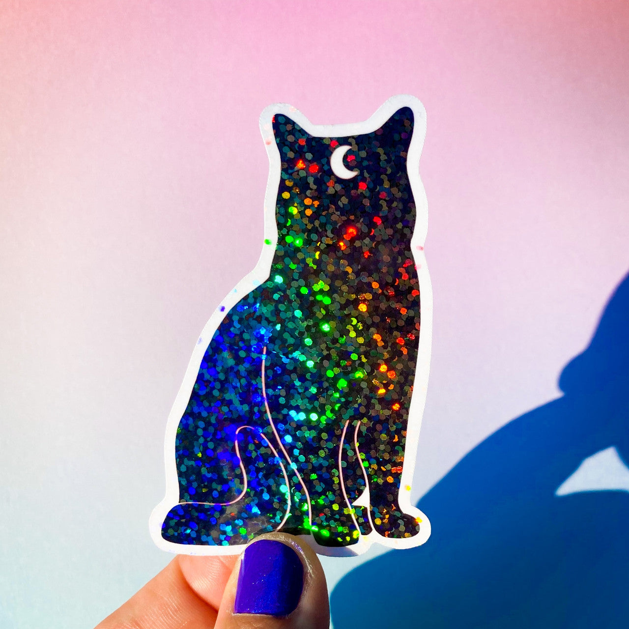 Evolve Botanica Sticker - Holo Glitter Black Cat