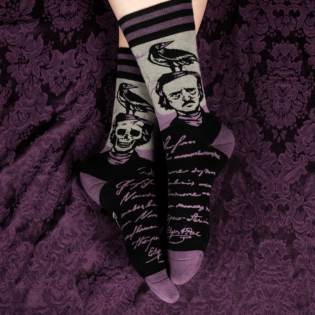 Evolve Botanica The Raven Poe Crew Socks