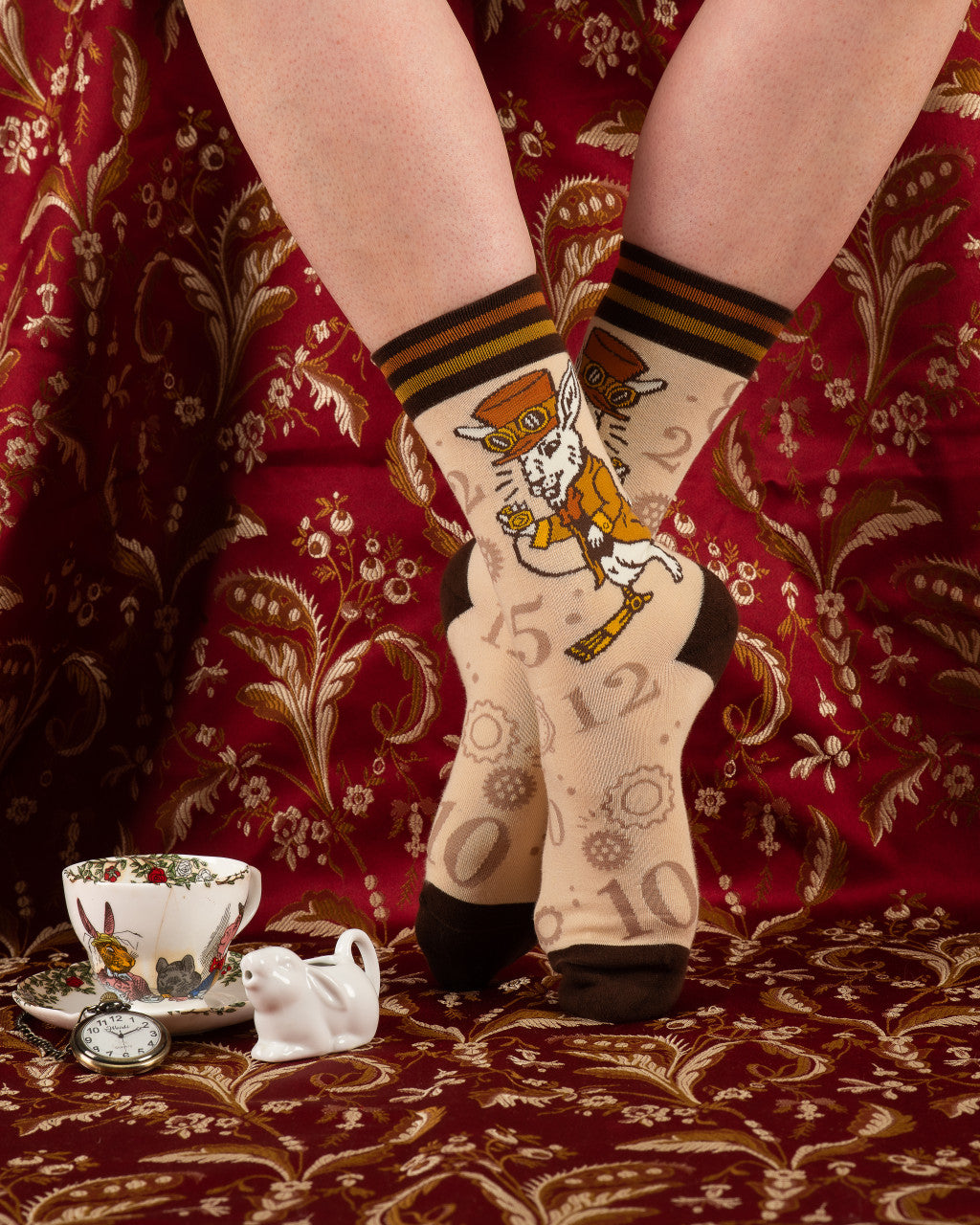 White Rabbit Socks White Rabbit Crew Socks - Alice in Wonderland Novelty Socks – Evolve ...