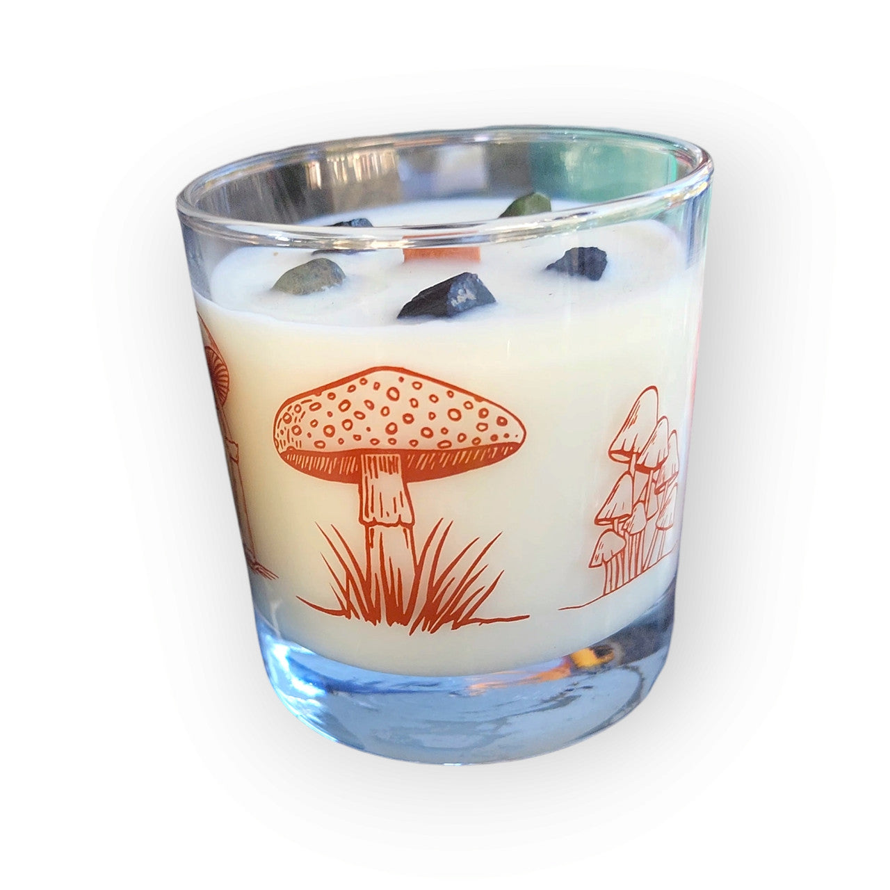 Whiskey Glass -  Wood Wick Crystal Soy Candle - Witch Woods (Tourmaline & Zoisite)