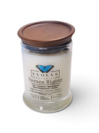 Evolve Botanica Havana Nights 6.5 oz soy sipper candle, crystal candle on white background, hand-poured in Marietta GA