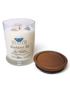 Evolve Botanica Another 33 6.5 oz soy sipper candle, crystal candle on white background, hand-poured in Marietta GA