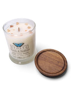 Evolve Botanica Beach & Bamboo 6.5 oz soy sipper candle, crystal candle on white background, hand-poured in Marietta GA