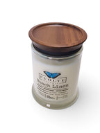 Evolve Botanica Beach Linen 6.5 oz soy sipper candle, crystal candle on white background, hand-poured in Marietta GA
