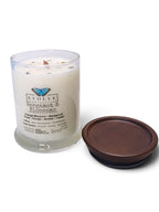 Evolve Botanica Bergamot & Blossoms 6.5 oz soy sipper candle, crystal candle on white background, hand-poured in Marietta GA