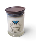 Evolve Botanica Berry Vanilla 6.5 oz soy sipper candle, crystal candle on white background, hand-poured in Marietta GA