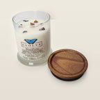 Evolve Botanica Bonfire 6.5 oz soy sipper candle detail view