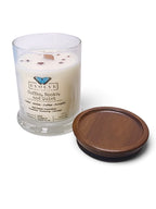 Evolve Botanica Coffee, Books, & Quiet 6.5 oz soy sipper candle, crystal candle on white background, hand-poured in Marietta GA