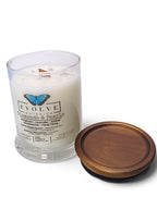 Evolve Botanica Diamonds & Pearls 6.5 oz soy sipper candle, crystal candle on white background, hand-poured in Marietta GA