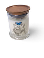 Evolve Botanica Earl Grey at Midnight 6.5 oz soy sipper candle, crystal candle on white background, hand-poured in Marietta GA