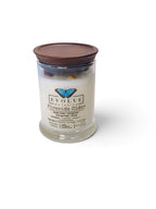 Evolve Botanica Fireside Cider 6.5 oz soy sipper candle, crystal candle on white background, hand-poured in Marietta GA
