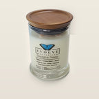 Evolve Botanica Georgia Peach 6.5 oz soy sipper candle with wood lid, hand-poured in Marietta GA