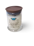 Evolve Botanica Go Touch Grass 6.5 oz soy sipper candle, crystal candle on white background, hand-poured in Marietta GA