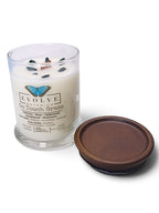 Evolve Botanica Go Touch Grass 6.5 oz soy sipper candle, crystal candle on white background, hand-poured in Marietta GA