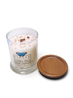 Evolve Botanica Golden Hour 6.5 oz soy sipper candle, crystal candle on white background, hand-poured in Marietta GA