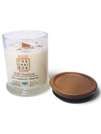 Evolve Botanica Hill Station 6.5 oz soy sipper candle, crystal candle on white background, hand-poured in Marietta GA