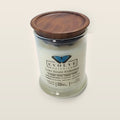 Evolve Botanica Lake House Hideaway 6.5 oz soy sipper candle with wood lid, hand-poured in Marietta GA