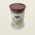 Evolve Botanica Mad Tea Party 6.5 oz soy sipper candle with wood lid, hand-poured in Marietta GA