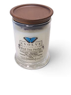 Evolve Botanica Mad Tea Party 6.5 oz soy sipper candle, crystal candle on white background, hand-poured in Marietta GA