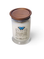 Evolve Botanica Moonlight Tide 6.5 oz soy sipper candle, crystal candle on white background, hand-poured in Marietta GA
