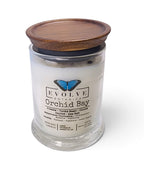 Evolve Botanica Orchid Bay 6.5 oz soy sipper candle, crystal candle on white background, hand-poured in Marietta GA