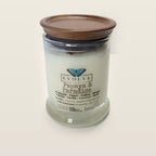 Evolve Botanica Papaya & Paradise 6.5 oz soy sipper candle with wood lid, hand-poured in Marietta GA