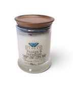 Evolve Botanica Papaya & Paradise 6.5 oz soy sipper candle, crystal candle on white background, hand-poured in Marietta GA