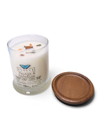 Evolve Botanica Papaya & Paradise 6.5 oz soy sipper candle, crystal candle on white background, hand-poured in Marietta GA