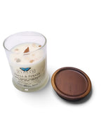 Evolve Botanica Paris & Petals 6.5 oz soy sipper candle, crystal candle on white background, hand-poured in Marietta GA