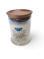 Evolve Botanica Coconut & Pineapple 6.5 oz soy sipper candle, crystal candle on white background, hand-poured in Marietta GA