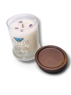 Evolve Botanica Queen of Everything 6.5 oz soy sipper candle, crystal candle on white background, hand-poured in Marietta GA