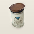 Evolve Botanica Rosewater 6.5 oz soy sipper candle with wood lid, hand-poured in Marietta GA