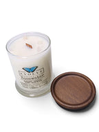 Evolve Botanica Rosewater 6.5 oz soy sipper candle, crystal candle on white background, hand-poured in Marietta GA